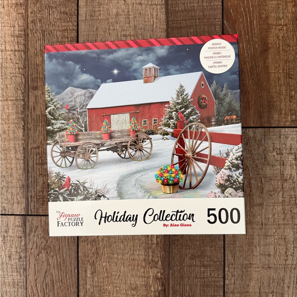 Vibrant Holiday Barn Scene 500-Piece Puzzle
